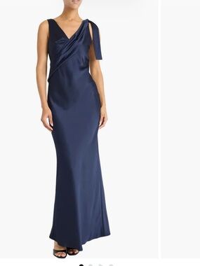 Maggy London Navy Satin Maxi Dress Skirt
